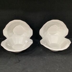 4 Vtg Homer Laughlin COLONIAL White Rim Handle Fruit Berry Dessert Bowls *